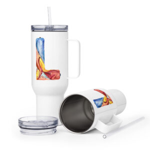 l letter travel mug