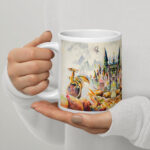 dragon invasion white glossy mug